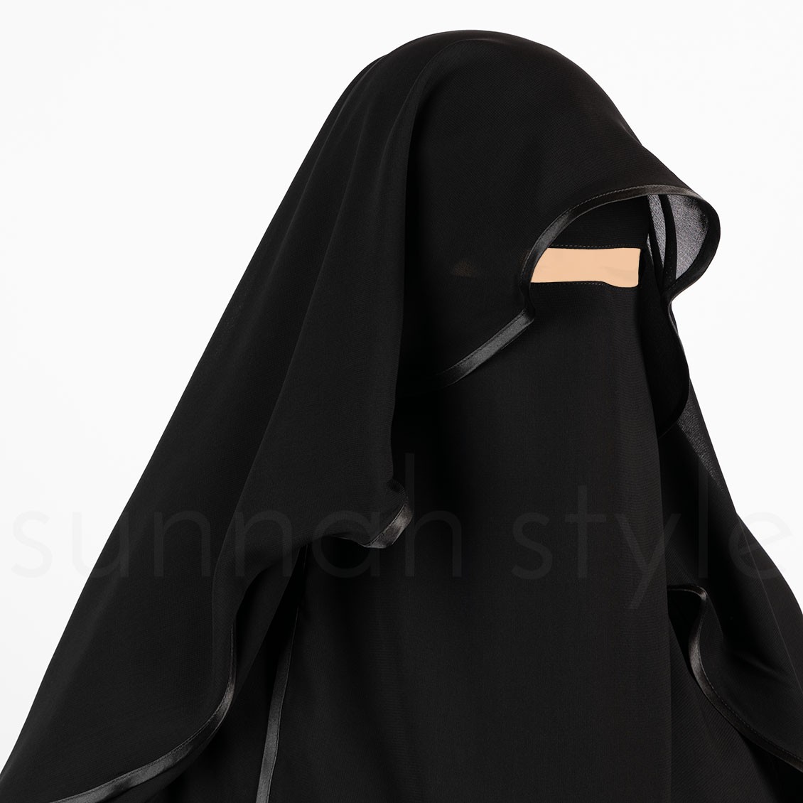 Sunnah Style Satin Trimmed Butterfly Niqab Black